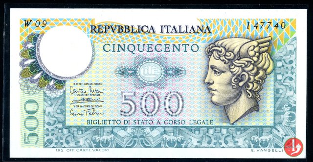 500 lire Testa di Mercurio 1974