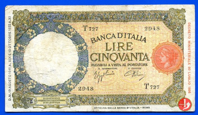 50 lire Lupetta Secondo Tipo 1941