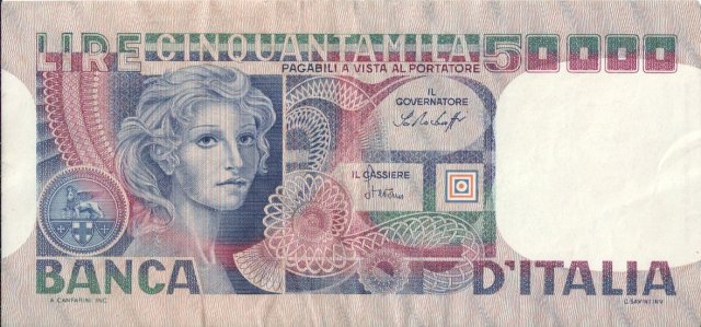 50.000 lire Volto di donna 1978