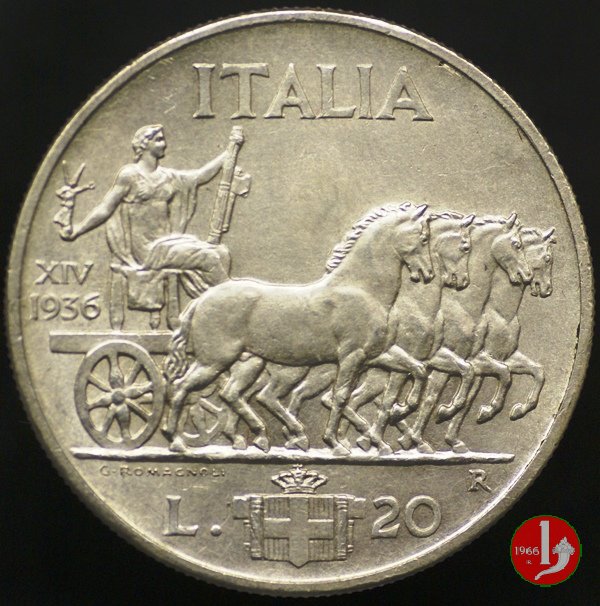 20 lire quadriga lenta 1936 (Roma)