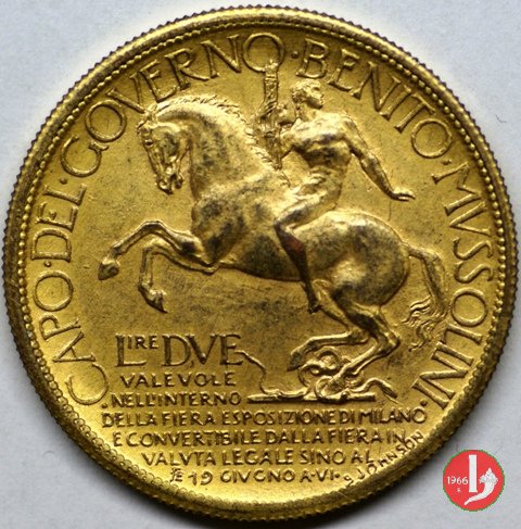 2 lire - esposizione di Milano del 1928 1928 (Johnson)