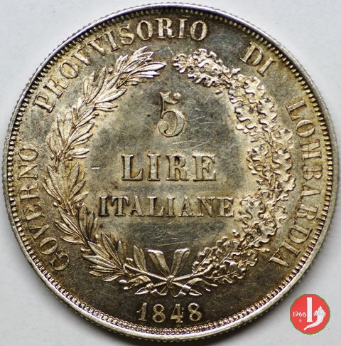 5 lire italiane 1848 (Milano)