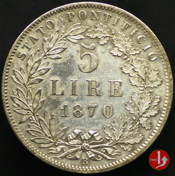 Scudo da 5 lire 1870 (Roma)