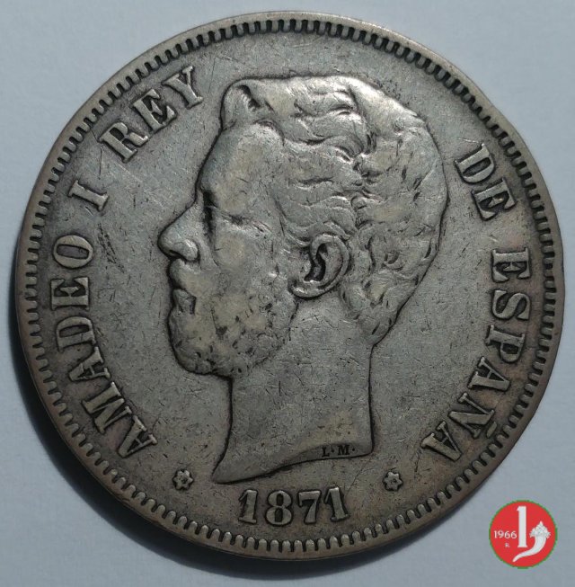 5 pesetas 1871 (Madrid)