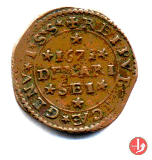 6 denari 1671 (Genova)