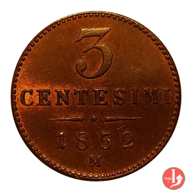 3 centesimi 1852 (Milano)
