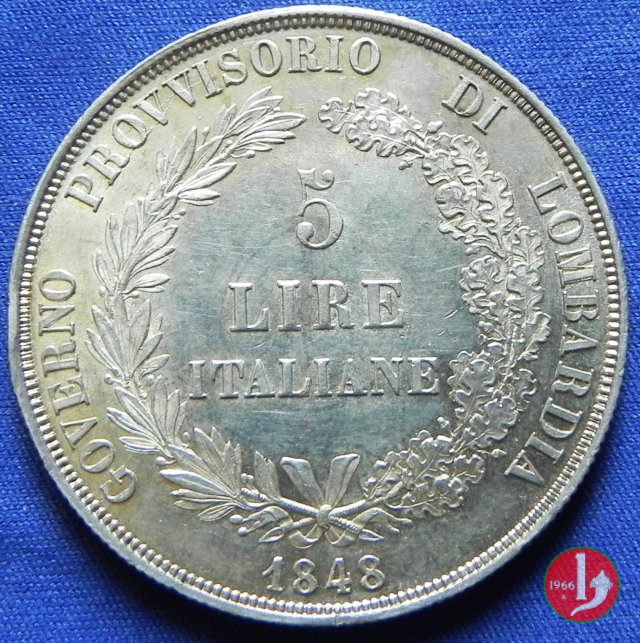 5 lire italiane 1848 (Milano)