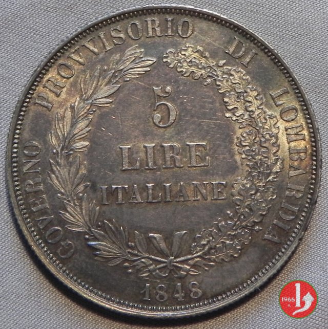 5 lire italiane 1848 (Milano)