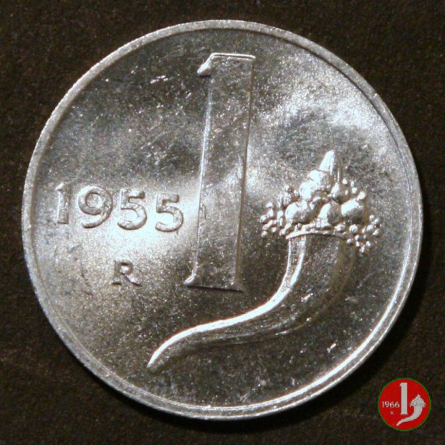 1 lira cornucopia 1955 (Roma)