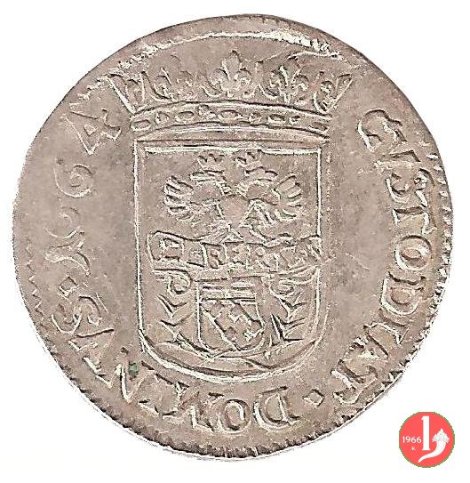 8 bolognini (capelli corti e stemma) 1664 (Massa di Lunigiana)