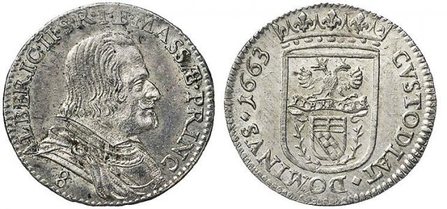 8 bolognini (capelli corti e stemma) 1663 (Massa di Lunigiana)