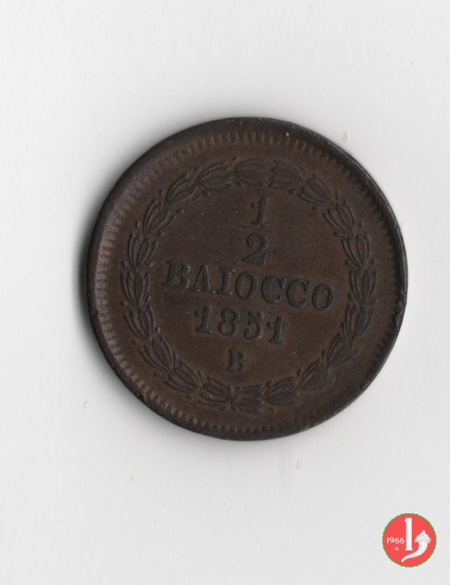 1/2 baiocco scudo a targa 1851 (Bologna)