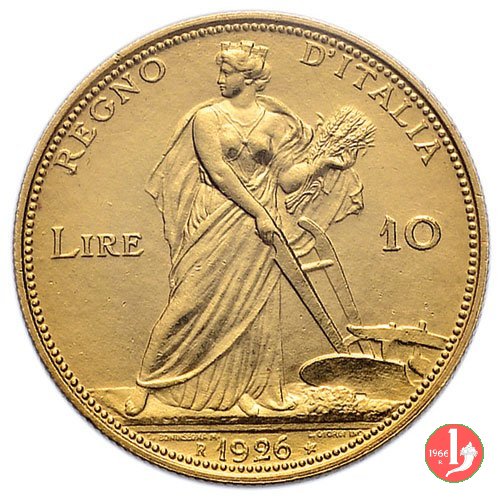 10 lire d'oro aratrice 1926 (Roma)