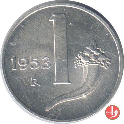 1 lira cornucopia 1953 (Roma)