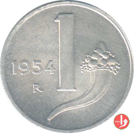 1 lira cornucopia 1954 (Roma)