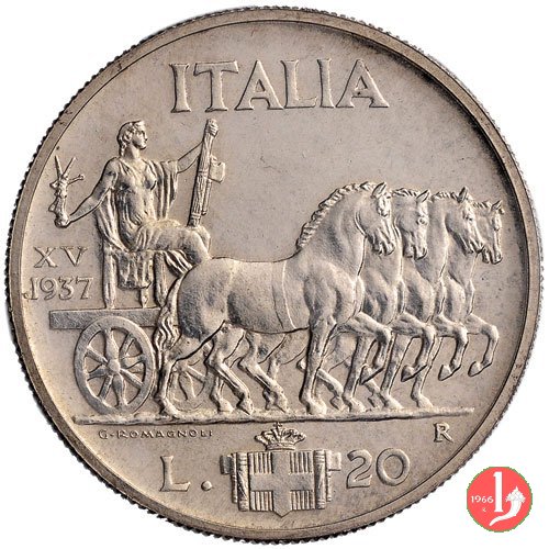 20 lire quadriga lenta 1937 (Roma)