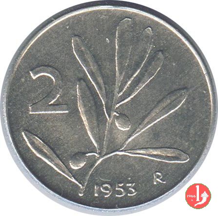 2 lire olivo 1953 (Roma)