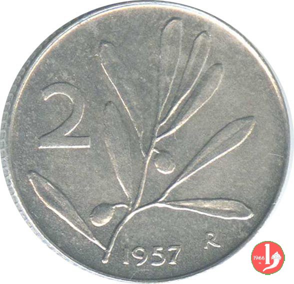 2 lire olivo 1957 (Roma)