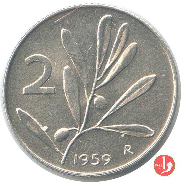 2 lire olivo 1959 (Roma)