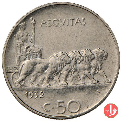 50 centesimi leoni 1932 (Roma)