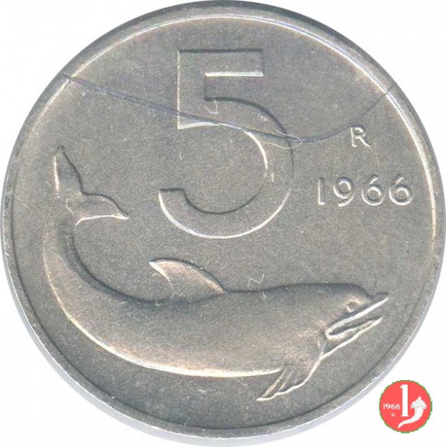 5 lire delfino 1966 (Roma)