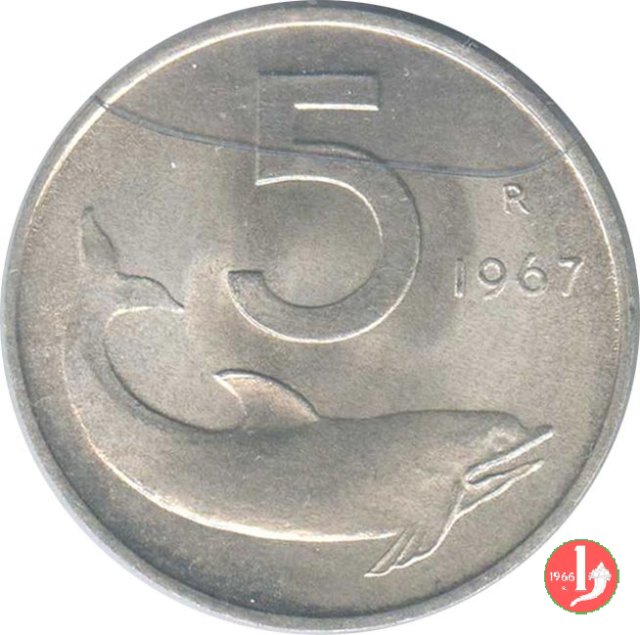 5 lire delfino 1967 (Roma)