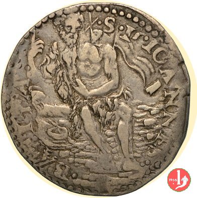 testone da 40 soldi o 3 barili III serie (viso barbuto) 1537 (Firenze)