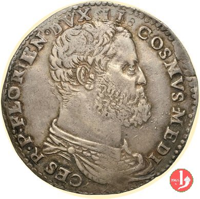 testone da 40 soldi o 3 barili I serie (viso barbuto, croce obliqua) 1537 (Firenze)