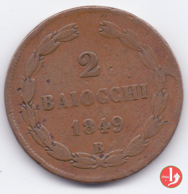 2 baiocchi 1° tipo 1849 (Bologna)