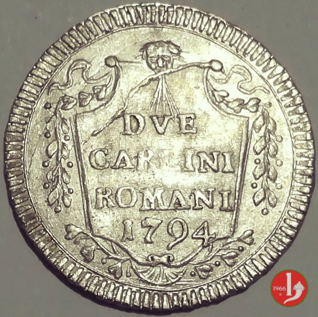 2 carlini 1794-95 (I riduzione) 1794 (Roma)