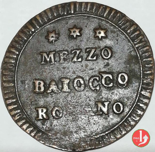 mezzo baiocco del 2° tipo (stemma a targa) 1797 (Roma)