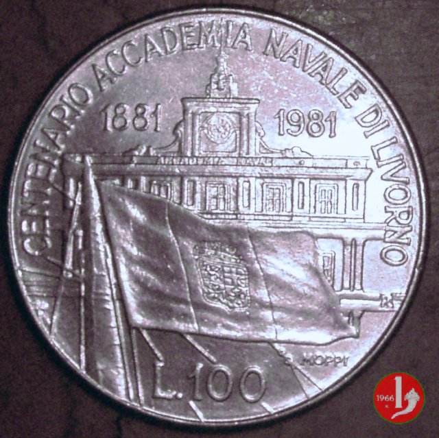 100 lire Accademia navale di Livorno 1981 (Roma)