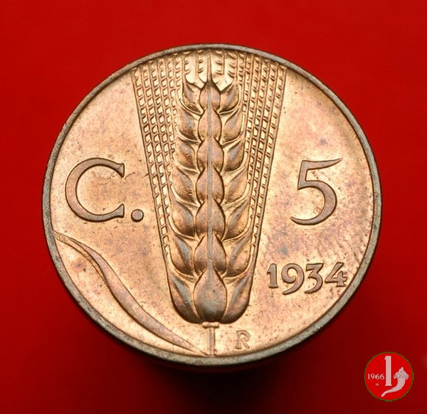 5 centesimi spiga 1934 (Roma)