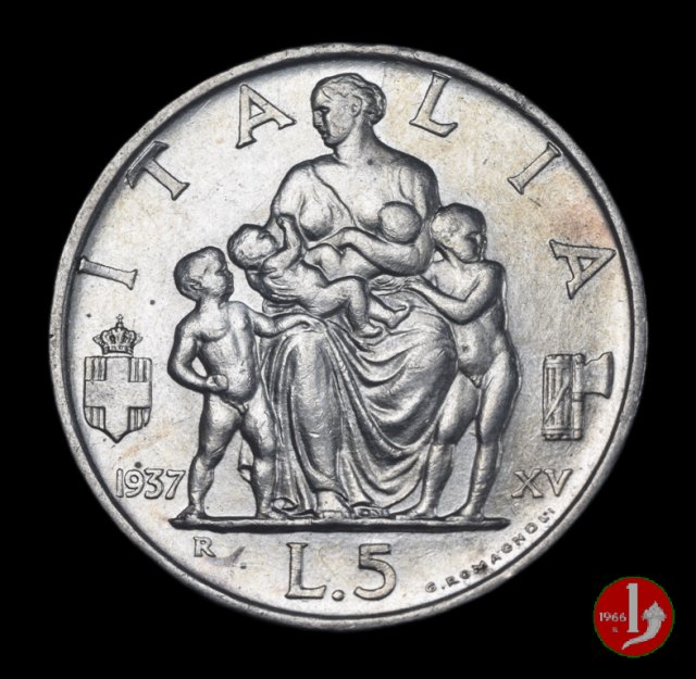 5 lire famiglia 1937 (Roma)