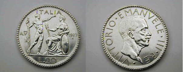 20 lire littore 1927 (Roma)