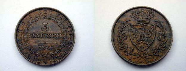 3 centesimi 1826 (Genova)