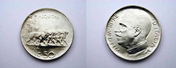 50 centesimi leoni 1924 (Roma)