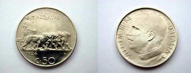 50 centesimi leoni 1924 (Roma)