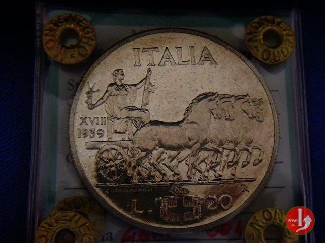 20 lire quadriga lenta 1939 (Roma)