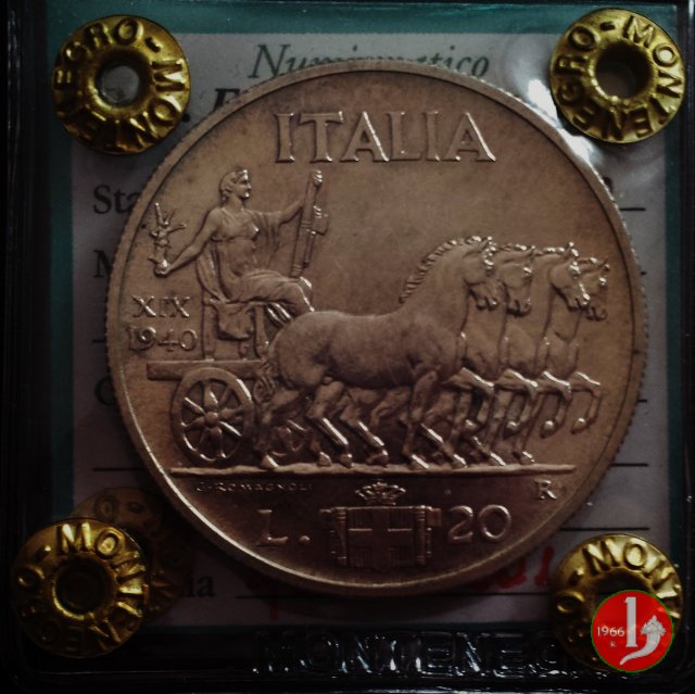 20 lire quadriga lenta 1940 (Roma)