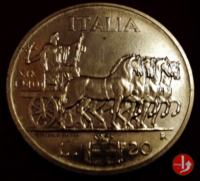 20 lire quadriga lenta 1940 (Roma)