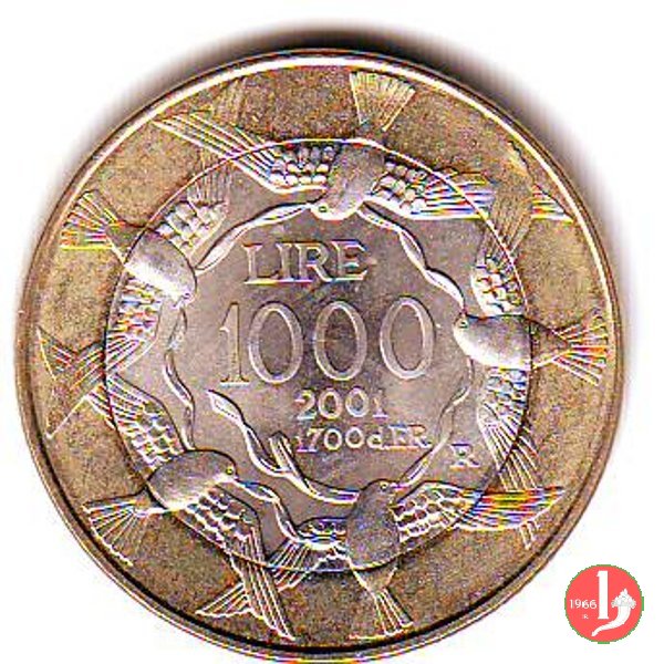 1000 Lire bimetallica 2001 (Roma)