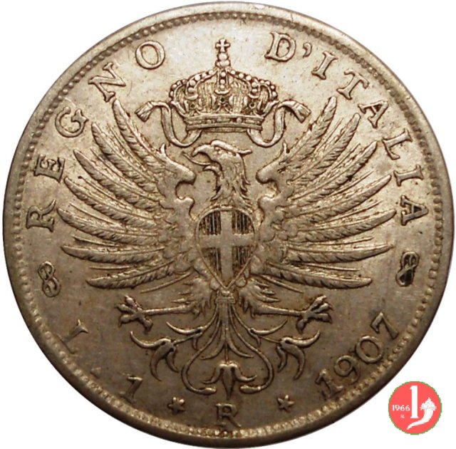 1 lira aquila sabauda 1907 (Roma)