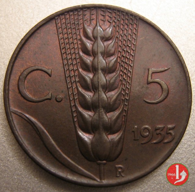 5 centesimi spiga 1935 (Roma)