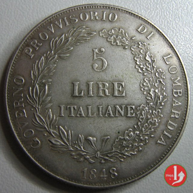 5 lire italiane 1848