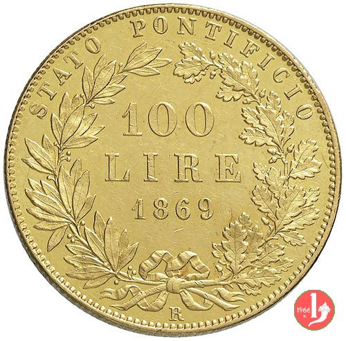 100 lire o piotta 1869 (Roma)