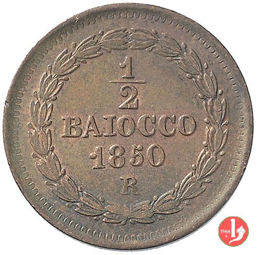 1/2 baiocco scudo a targa 1850 (Roma)