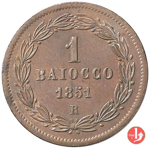 1 baiocco secondo periodo 1851 (Roma)