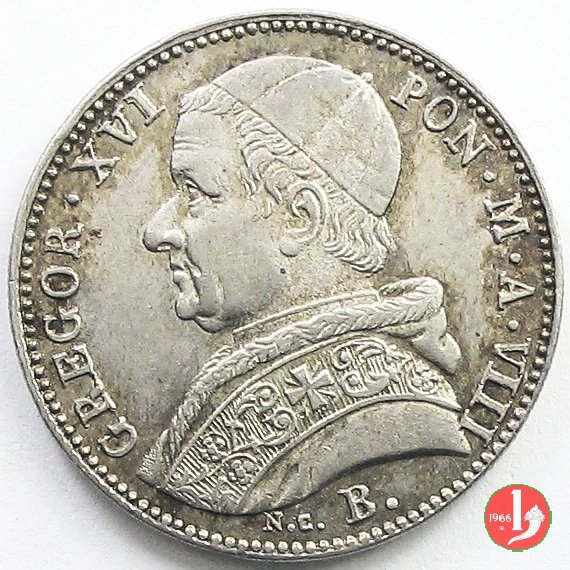 20 Baiocchi (Doppio Giulio, 1/5 di Scudo, Papetto) 1838 (Bologna)