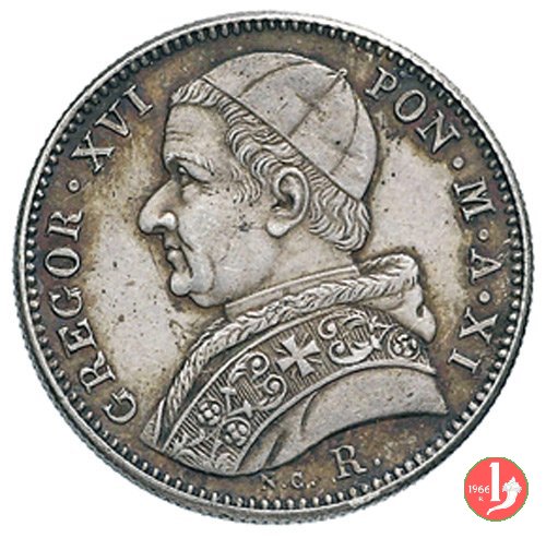 20 Baiocchi (Doppio Giulio, 1/5 di Scudo, Papetto) 1841 (Roma)